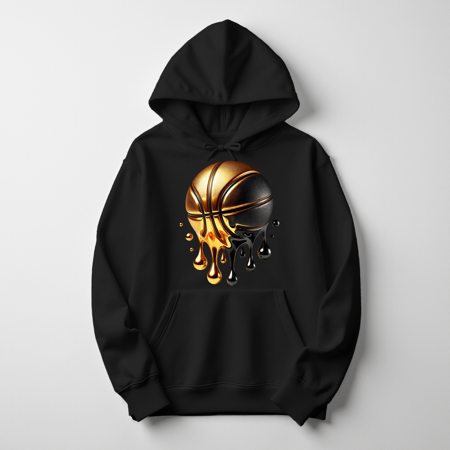 Black Hoodie Gold Drip Basketball Design
