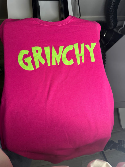 Pink Grinchy Glitter crewneck