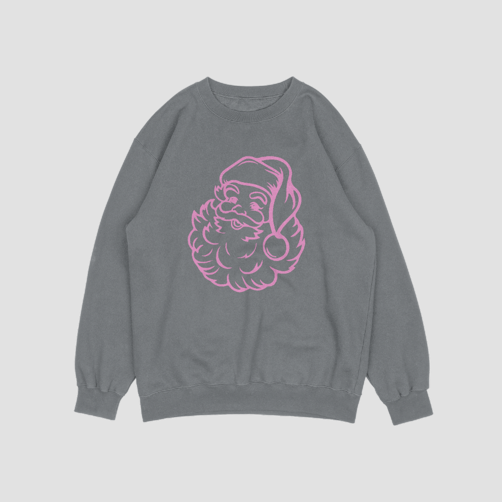 Pink Santa Dark Grey Crewneck