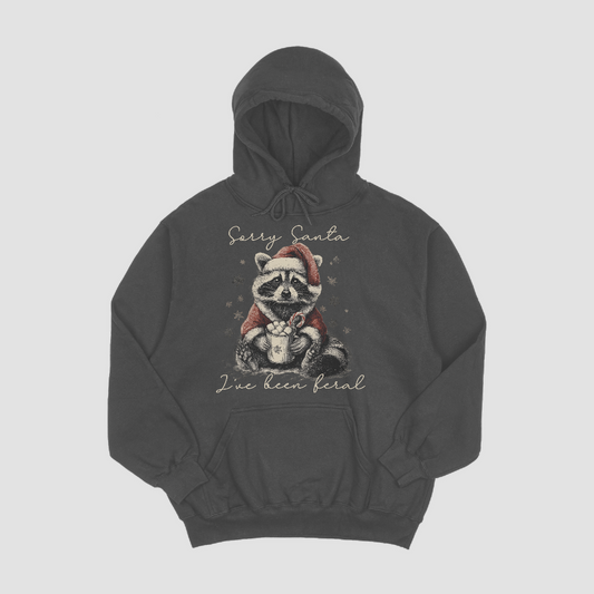 Dark Gray Sorry Santa I've been Feral Hoodie
